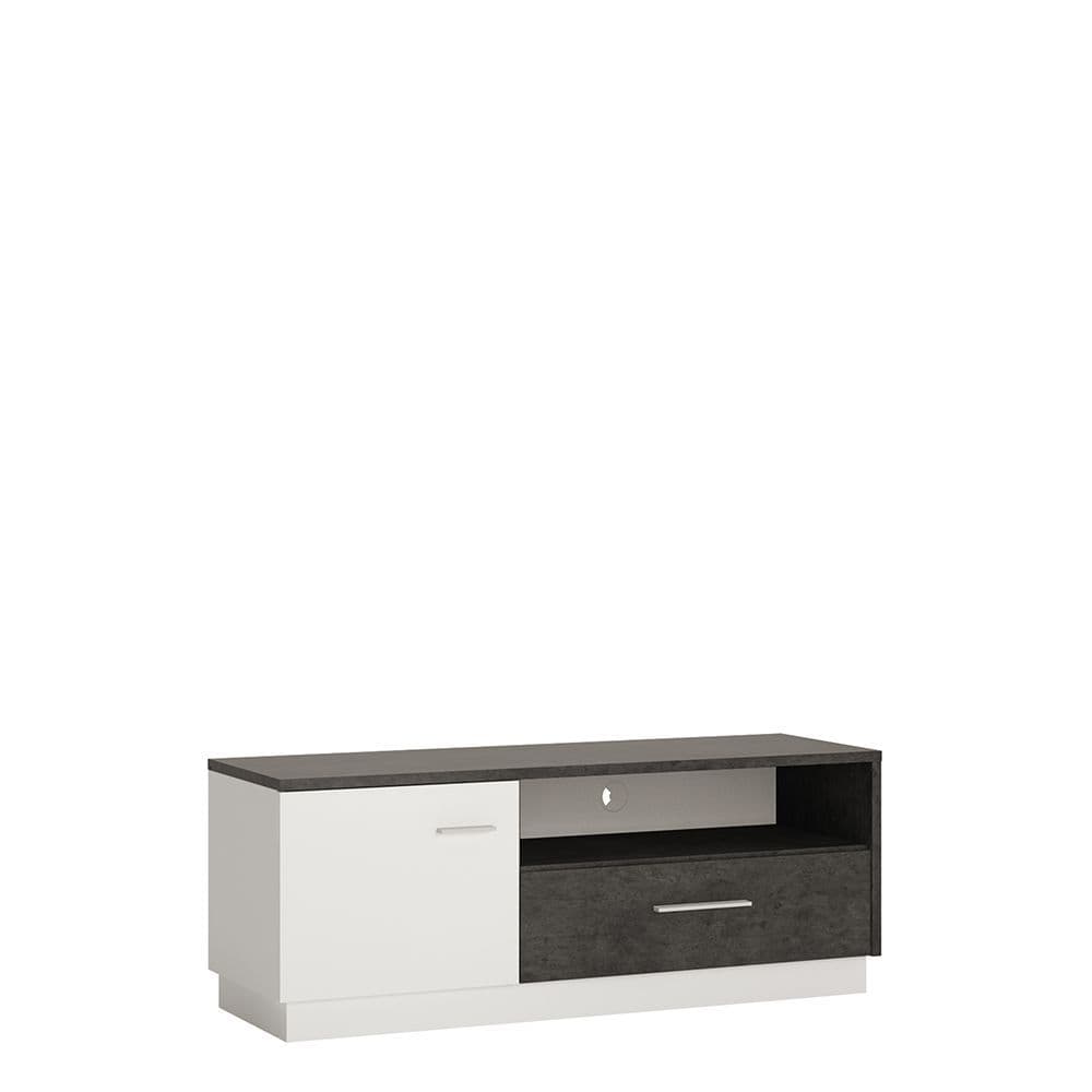 Lagos 1 door 1 drawer TV cabinet in Slate Grey and Alpine White